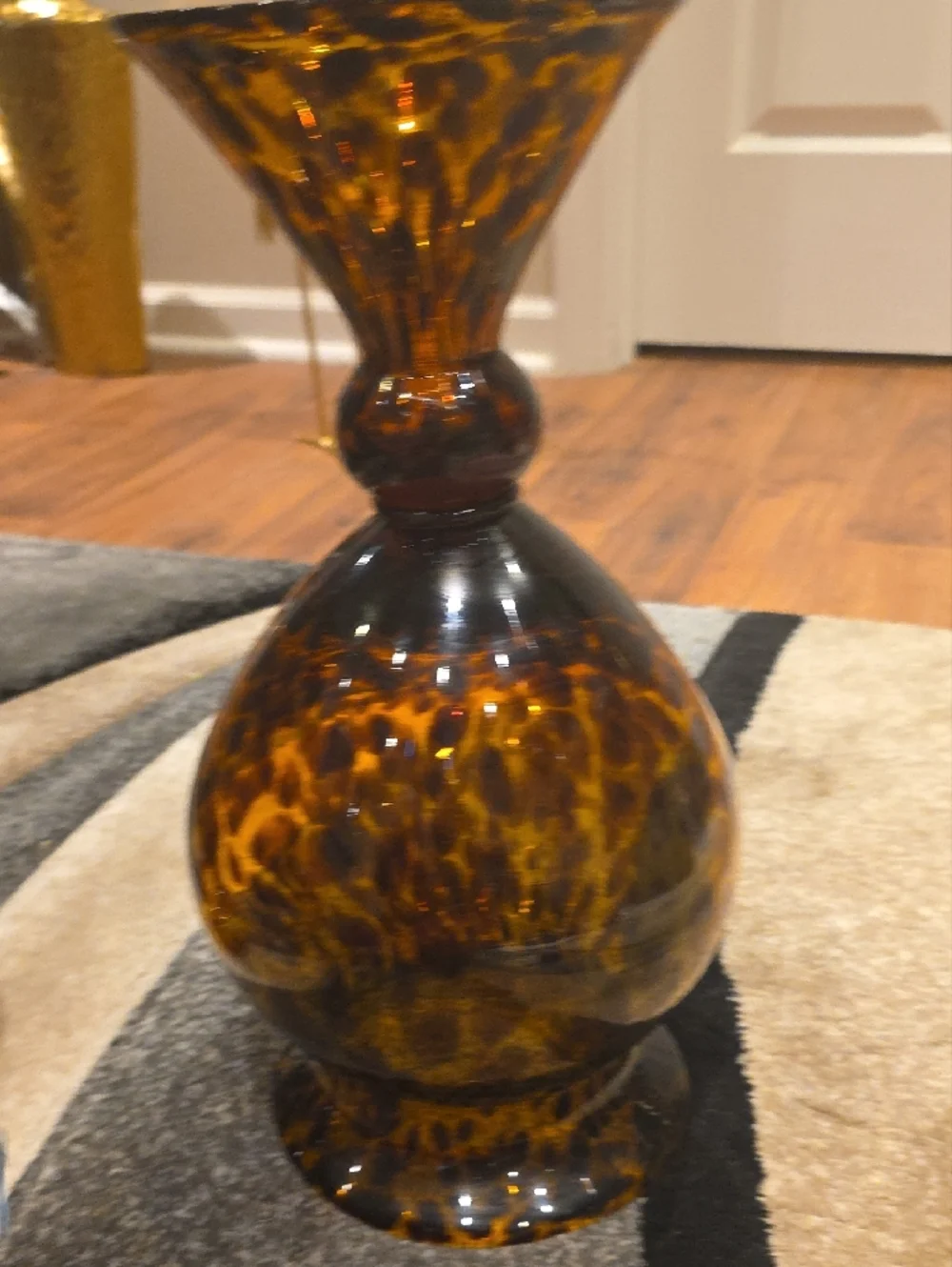 Vintage Amber and Dark Brown Tortoiseshell Glass Jar with Lid - Vintage - Picture 11 of 12